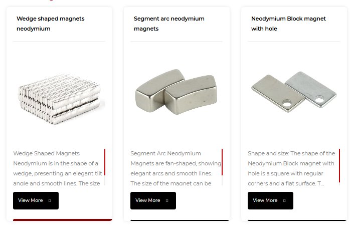 Custom NdFeB magnet shapes: wedge, segment arc, block with hole